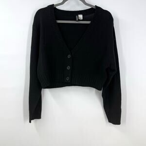 Divided H&M Cropped Cardigan Sweater M Black Dark Academia Whimsigoth Witchy